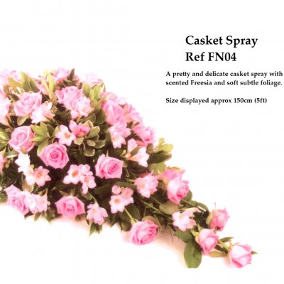 Casket Spray Pink Rose & Freesia Ref:FN04